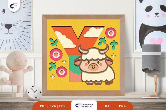 Alphabet Animal Letter Y 3D SVG for Birthdays