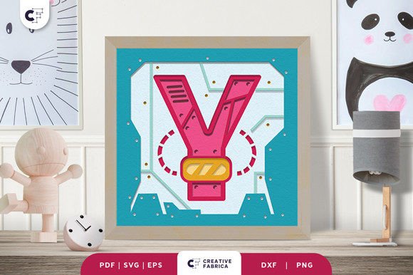 Alphabet Robot Letter Y 3D SVG for Birthdays