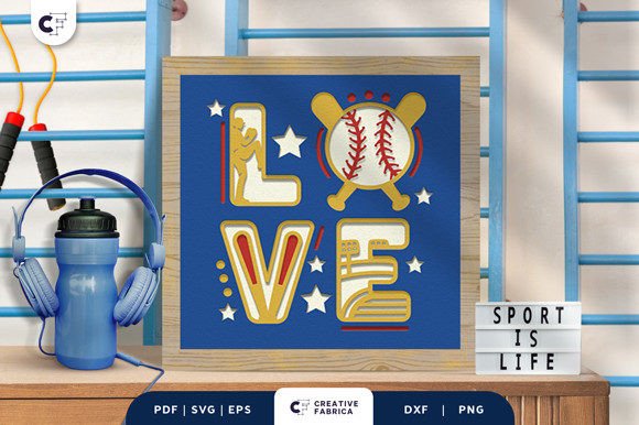 Baseball LOVE 3D SVG: Sports Shadow Box Asset Review