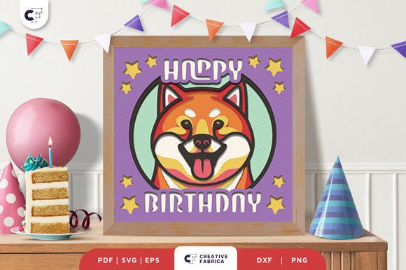 Birthday Shiba Inu 3D SVG for Dogs Design