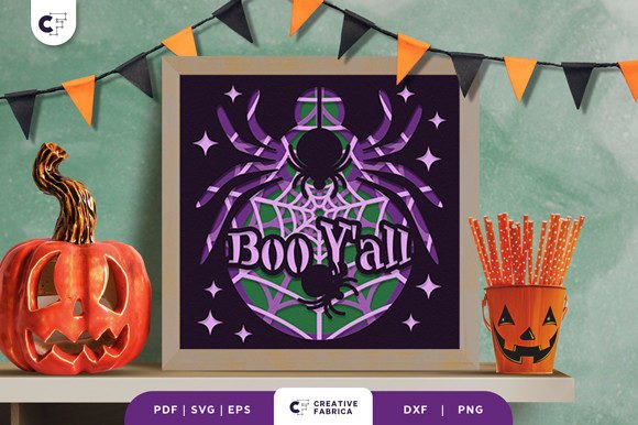 Boo Y’all Spider Web 3D SVG for Halloween Branding