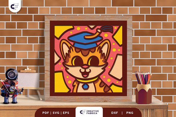 Cat Graduation Party 3D SVG for School Branding