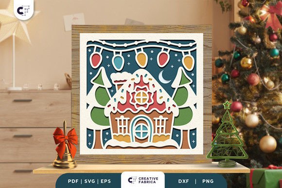 Christmas 3D SVG: Winter Gingerbread House Shadow Box Review