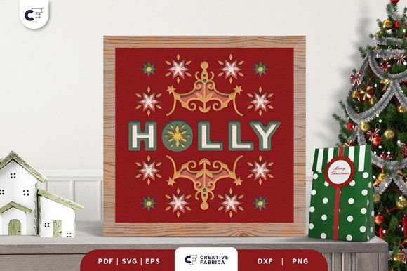 Christmas Holly Sign Shadow Box SVG Review