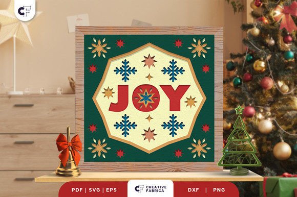 Christmas Joy 3D SVG Shadow Box: Festive Design with Real Client Potential