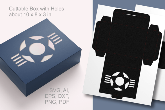 Circle Window with Star Rectangular Box 3D SVG Shapes