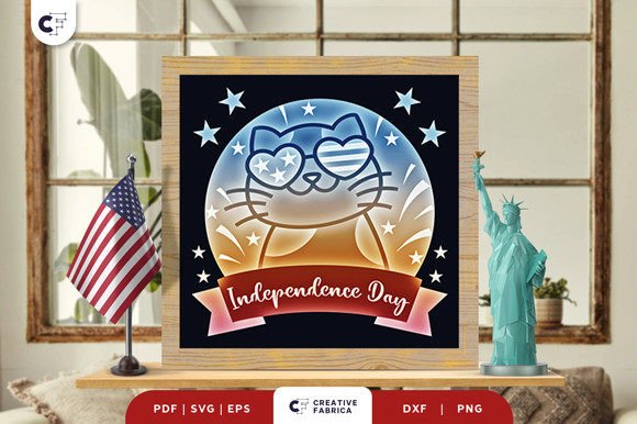 Cute American Cat 3D Shadow Box SVG Review