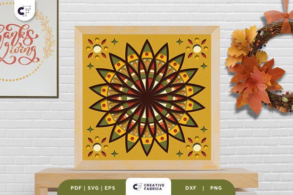 Fall Sunflower Mandala 3D Paper Cut: A Thanksgiving-Themed 3D SVG for Seasonal Branding
