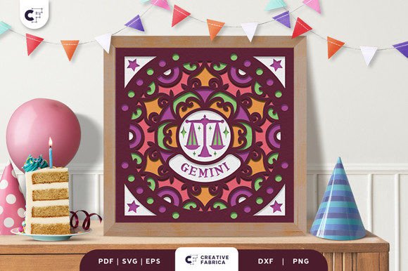 Gemini Mandala 3D SVG for Birthdays & Branding