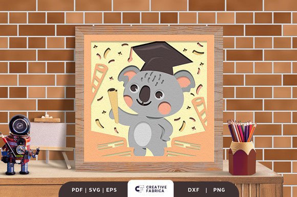 Graduating Koala 3D SVG for School Crafts