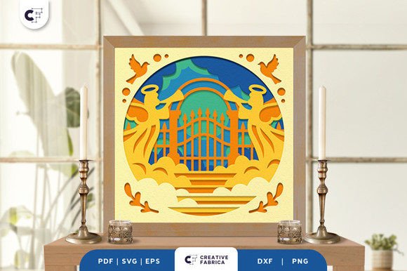 Heaven Stairs with Angels 3D SVG for Other Designs