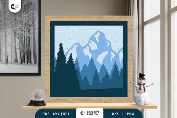 Ice Mountain 3D Shadow Box SVG: Winter-Inspired Design for Brand Storytelling