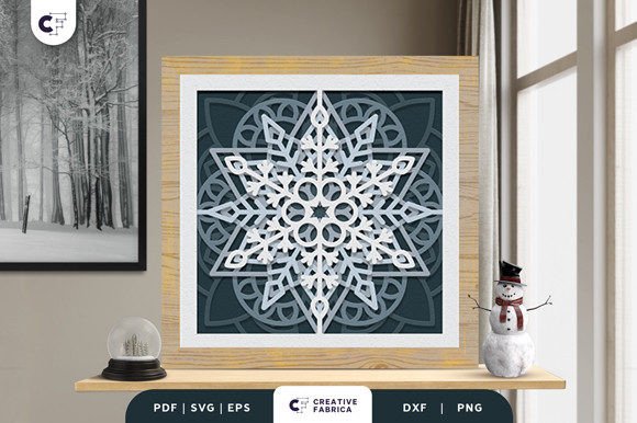 Intricate Snowflake Mandala 3D SVG for Winter Craft & Digital Product Sellers