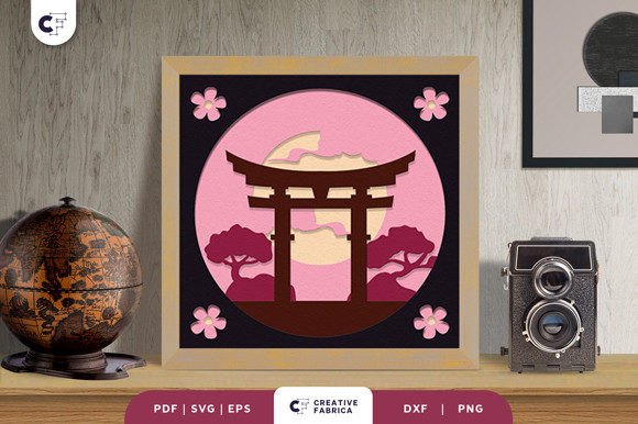 Japanese Torii Gate 3D SVG: Countries Asset Review