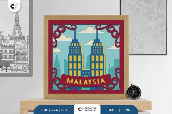 Malaysia Landmark 3D SVG: Editorial Light Box Art