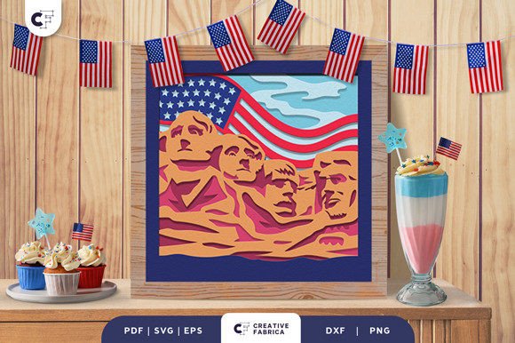 Mount Rushmore 3D SVG for Independence Day Crafts
