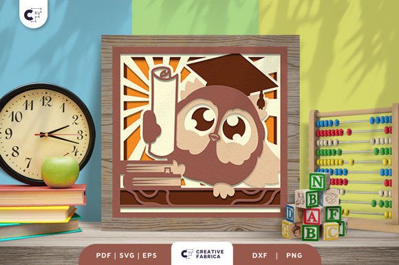 Owl Graduation 3D SVG for School Projects