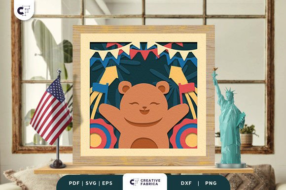 Patriotic Bear 3D SVG: Independence Day Brand Asset