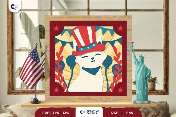 Patriotic Kitten 3D SVG: Independence Day Shadow Box Review