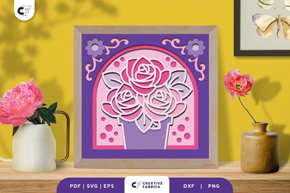 Potted Roses 3D SVG for Floral Compositions