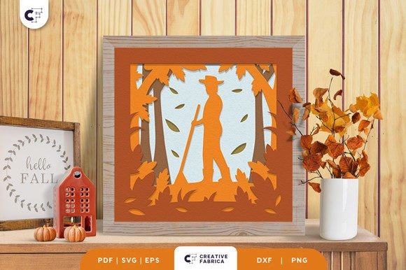 Raking the Leaves 3D SVG: Fall Editorial Design