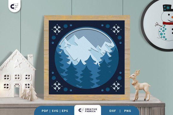 Snowy Pine Forest 3D Shadow Box: A Winter 3D SVG for Seasonal Branding