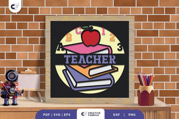 Teacher 3D Layered Paper Cut SVG for School Crafts