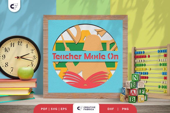 Teacher Mode On Shadow Box SVG: 3D School Branding