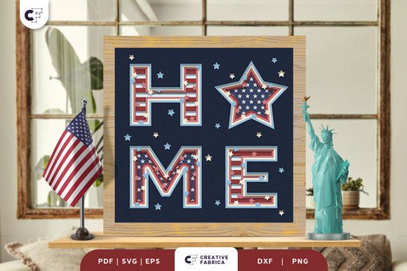 USA Home Sign 3D SVG for Independence Day