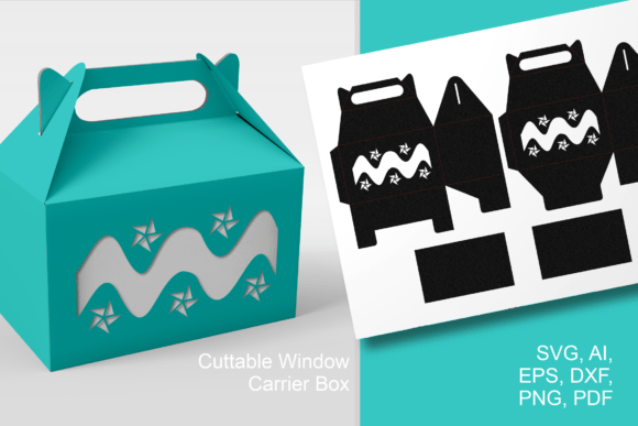 Waves and Stars Gable Box Template: 3D SVG Shapes