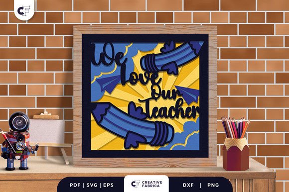We Love Our Teacher 3D SVG for School Branding