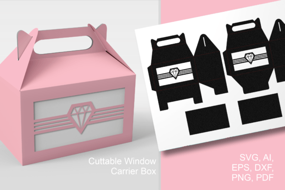 Window with Diamond N Stripes Gable Box 3D SVG Shapes