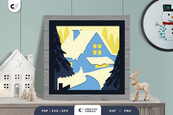Winter Home Shadow Box Paper Cut: A 3D SVG for Seasonal Storytelling