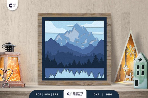 Winter Ice Mountain 3D SVG for Cozy Craft Creations