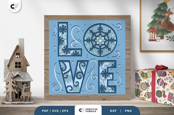 Winter Love Sign 3D SVG for Christmas Crafts & Digital Products