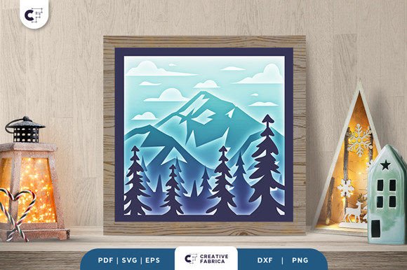 Winter Mountain 3D SVG: A Cozy Craft Design for Real Makers